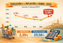 Inflación en Tandil de diciembre 2025: cerró con un alza del 2,35% y la acumulada del año superó el 29% inflación en Tandil de diciembre 2025